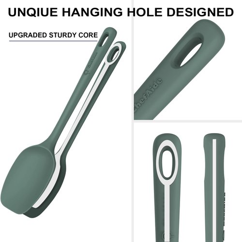 ChefAide 5 Pieces Silicone Spatula Set, Food Grade Rubber Spatula, Upgrade Strong Handle with Ergonomic Grip, Heat Resistant Up to 600°F for Nonstick Cookware, Cooking