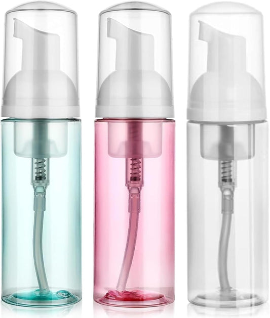 Skiennix Foam Pump Bottle - 3 Pack Travel Size 60ml Clear Plastic Dispenser | Mini Refillable Containers