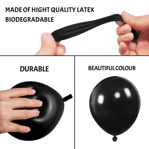 Black Balloons 110Pcs, 5 Inch Small Black Latex Party Balloons, Mini Thick Black Birthday Balloons for Wedding Baby Shower Decorations.