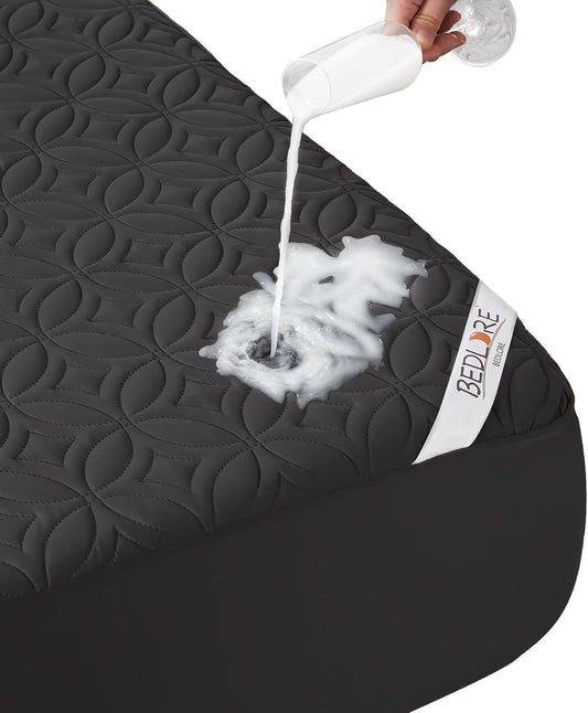 BEDLORE Waterproof Mattress Protector - Soft, Dirt-Proof Full Size Pad for 6"-15" Depth | Black