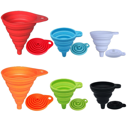 KongNai Silicone Funnel Set - Foldable & Collapsible Kitchen Gadgets | 6 Pack for Easy Liquid Transfer