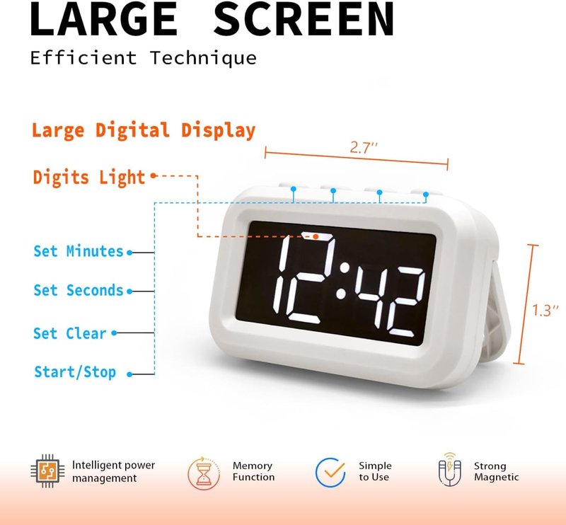 Digital Timer, Magnetic Countdown Kitchen Timers for Cooking, Egg, Oven, Learning Management Timer for Kids, Classroom, Teacher, Exercise, Study, Outdoor