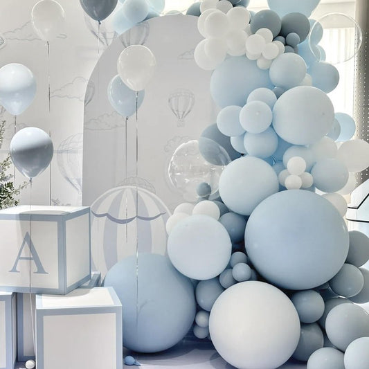 Voircoloria 105pcs Dusty Blue Balloons 12inch Party Latex Balloons for Boys Girls Birthday Baby Shower Gender Reveal Wedding Sunflower Party Decorations