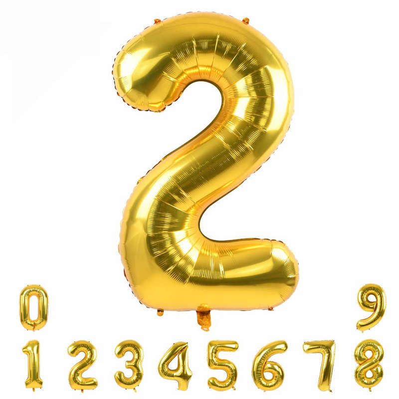 TONIFUL 40 Inch Gold Large Numbers Balloon 0-9 Foil Mylar Big Number Balloon Digital 2 for 2026 Graduation New Year Eve Birthday Party,Wedding, Bridal Shower Engagement Photo Shoot, Anniversary