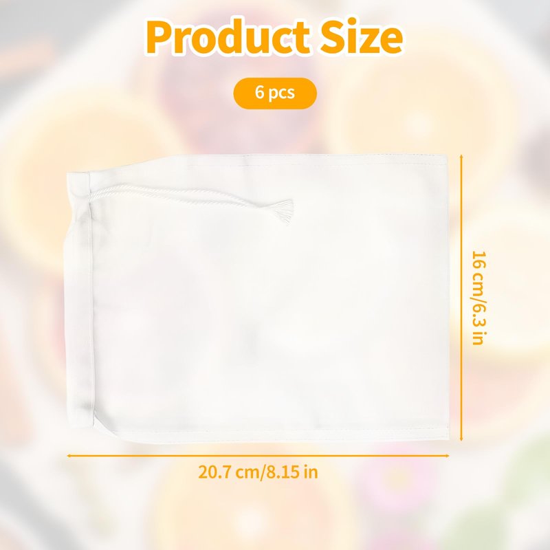 6 Pcs White Nylon Straining Bag - Fine Mesh Nylon Filter Bags, Homebrew Beer Wine Cider Dry Hop Beers Brewing Filters, Reusable Drawstring Brew Bags for Hops, Grains & Fruit (6" x 8")