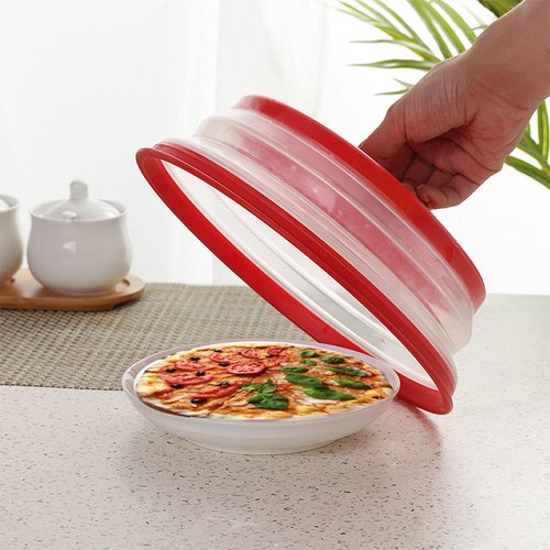 Collapsible Microwave Splatter Cover, 10.5 Inch, Dishwasher-safe, Microwave Plate Cover With Steam Vent，BPA-Free Silicone & Plastic(black)