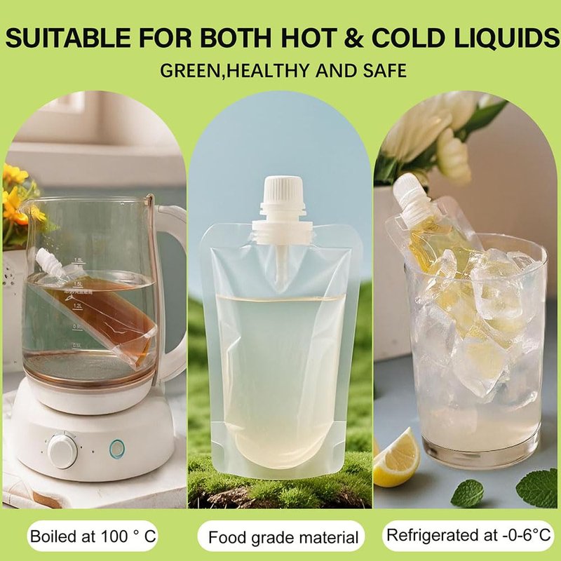 Juice Travel Plastic Bags Portable Collapsible Beverage Bag | Leakproof Foldable Water Carrier for Outdoor Hiking, Camping & Seed Storage | Food-Grade BPA-Free Liquid Container