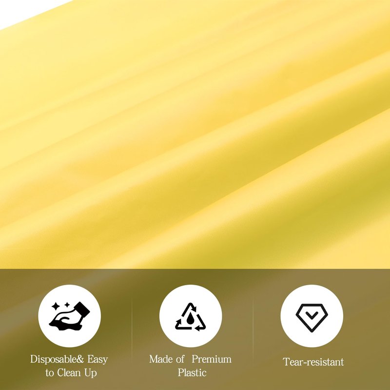 tujol Yellow 6 Pack Plastic Table Cloth 54" x 108", Disposable Tablecloths Rectangle Table Cover, Plastic Tablecloths for Parties