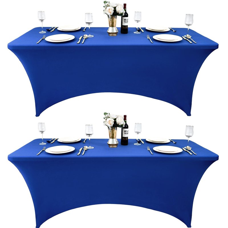 ZarzaaSik 10-Pack 4ft Spandex Table Covers for Rectangular Folding Tables - Wrinkle Resistant Stretch Tight Table Cloths - Fitted Table Protector for Parties, Trade Shows, Banquet, and Wedding