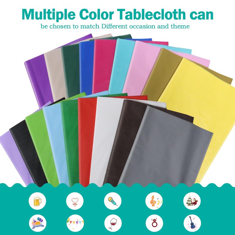 tujol Yellow 6 Pack Plastic Table Cloth 54" x 108", Disposable Tablecloths Rectangle Table Cover, Plastic Tablecloths for Parties