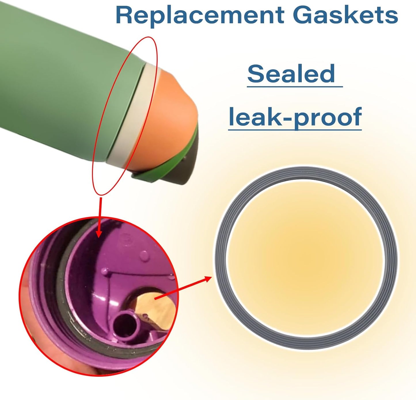 6-Pack Water Bottle Gasket Replacement | Silicone Lid Seal O-Rings for 19/24/32/40oz Cups - Gray