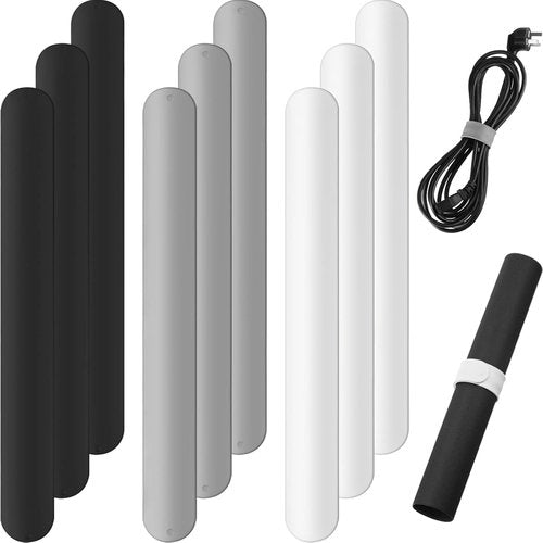 Cunhill Wrapping Paper Holder Clips - 9 Silicone Covered Metal Slap Bands for Gift Wrapping | White, Black, Grey