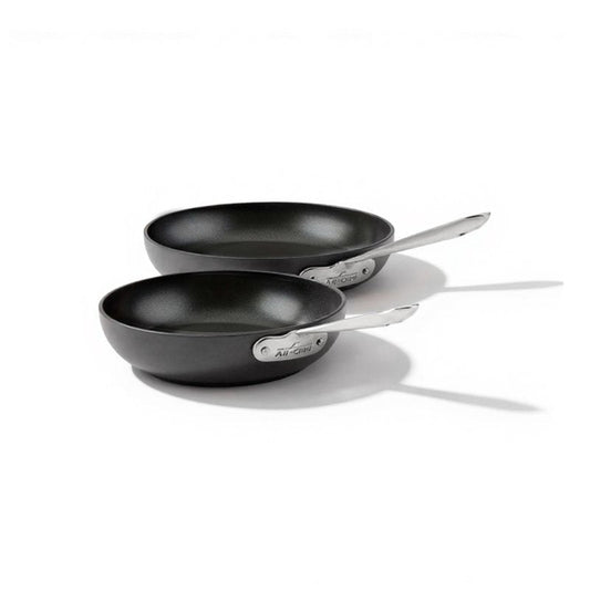 All-Clad HA1 Hard Anodized Non Stick Fry Pan Set 2 Piece, 8, 10 Inch, Induction, Oven Broiler Safe 500F, Pots and Pans Set, Kitchen Frying Pans, Skillets, Premium Cookware, Home, Dishwasher Safe Black