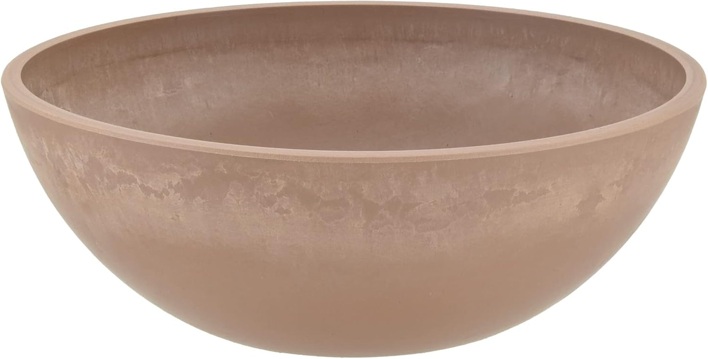 PSW Pot Collection | 12-Inch Low Bowl Planter - Drillable No Drainage Hole for Succulents & Herbs - Taupe