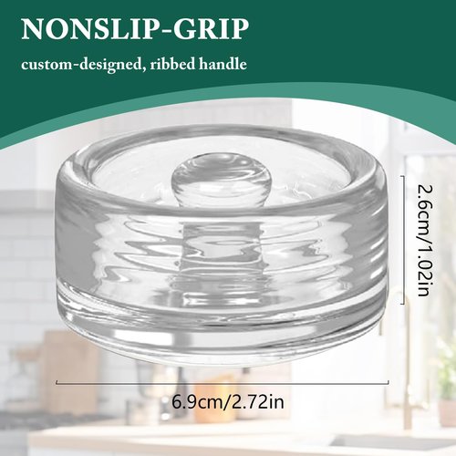 Fermentation Glass Weights with Easy Grip Handle for Mason Jars, Lead-Free, Washable (4 PCS)