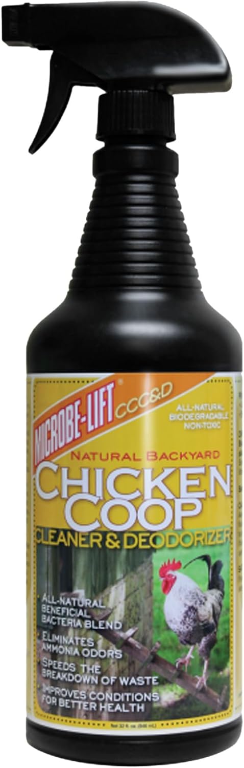 Microbe-Lift Chicken Coop Cleaner & Deodorizer - Natural 32 oz Solution for Poultry Waste & Bedding