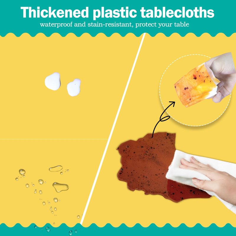 tujol Yellow 6 Pack Plastic Table Cloth 54" x 108", Disposable Tablecloths Rectangle Table Cover, Plastic Tablecloths for Parties