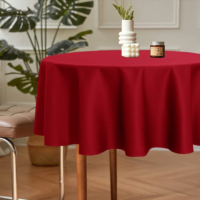 sancua 2 Pack Round Tablecloth 60 Inch Red, Stain and Wrinkle Resistant Table Cloth - Washable Polyester Table Cover for Dining Tables, Buffet Parties and Camping
