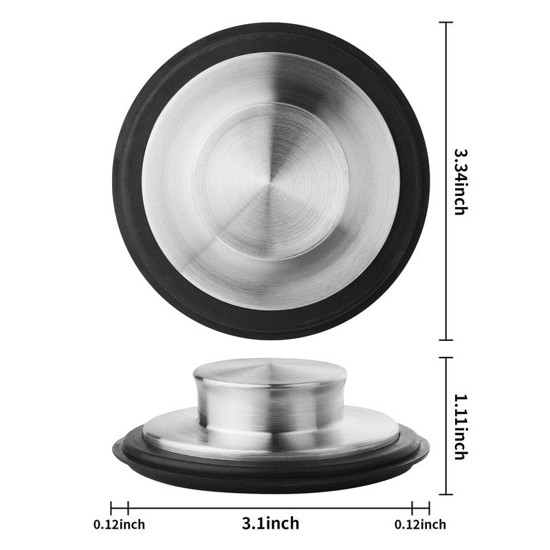 Tifanso Kitchen Sink Drain Stopper Cover, 2PCS Stainless Steel Garbage Disposal Stopper 3.34 Inch Drain Plug, Fits Standard Kitchen Sink Size of 3-1/2 Inch