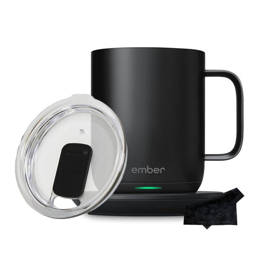 Ember Temperature Control Smart Mug 2, 10 oz Black, App Controlled Heated Coffee Cup | Double your battery life when you pair with an Ember Sliding Lid and Signature Series Cloth