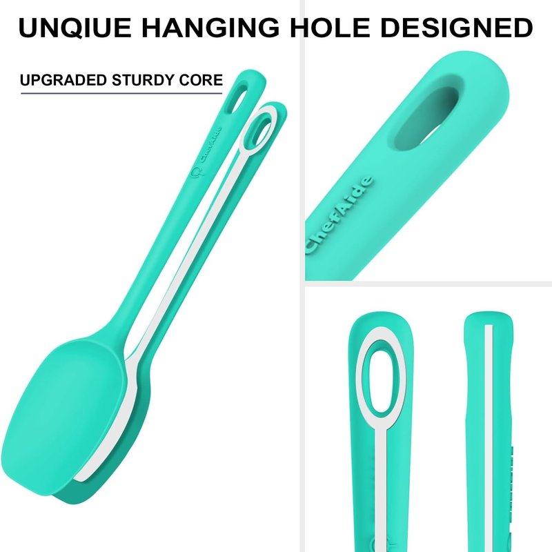 ChefAide 5 Pieces Silicone Spatula Set, Food Grade Rubber Spatula, Upgrade Strong Handle with Ergonomic Grip, Heat Resistant Up to 600°F for Nonstick Cookware, Cooking