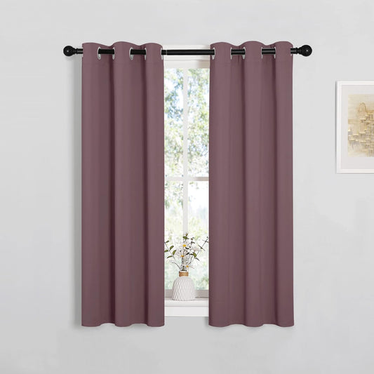 NICETOWN Blackout Curtain Panels - Thermal Insulated Draperies, 1 Pair, 29"x45", Dry Rose