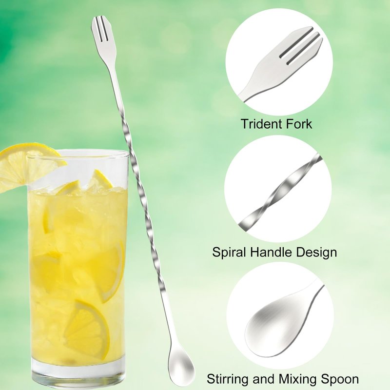 4Pcs Straw Puncher and Muddler Spoon Set 304 Stainless Steel Straw Hole Puncher for Plastic Lids Lemonade Cups Tools for Lemonade Stands Supplies