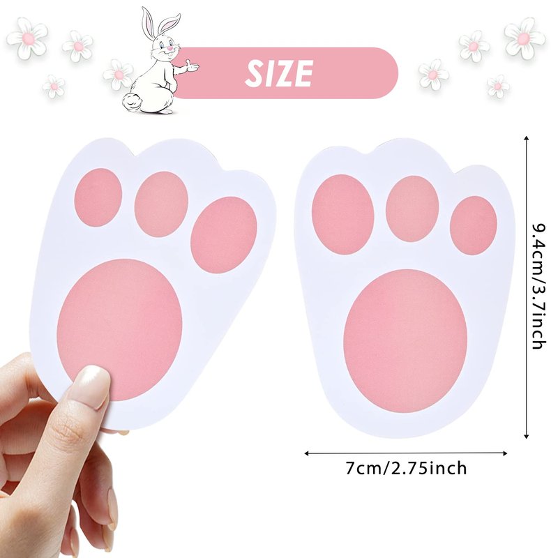 AhfuLife Easter Bunny Paw Print, 60 PCS Paper Garden Lawn Decorations, Rabbit Floor Footprints Decoration for Children Garden Outdoor Yard Lawn Signs Party Decorations Birthday Party Supplies