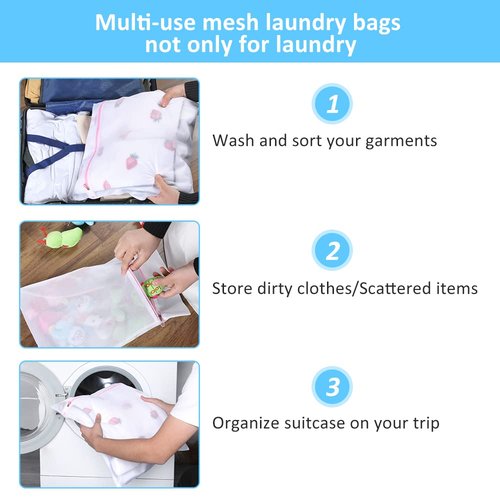 GOGOODA Mesh Laundry Bags for Delicates Durable Protective Wash Bags Travel Storage Bags for Intimates Lingerie, 7PCS (1XXL, 1XL,1L,1M,1S,2 bra bags)