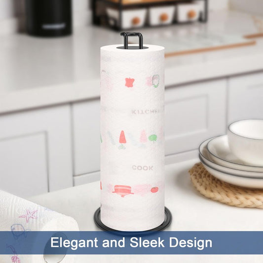 NearMoon Paper Towel Holder, Sturdy Paper Towel Stand Dispenser-All Metal, Standard or Jumbo-Sized for Kitchen Countertop, Farmhouse, Living Room (1 Pack, Matte Black)
