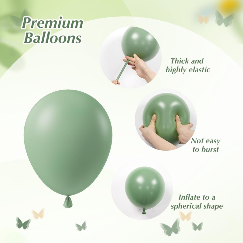 Sage green Balloons, 60pcs 12inch Sage green Sand White Metallic Gold Confetti Balloons for Boho Birthday Wedding Bridal Baby Shower Engagement Party Decorations