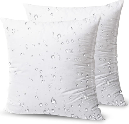 Phantoscope Premium Outdoor Pillow Inserts - Water Resistant Polyester Throw Pillows | 16 x 16 Inches (Pack of 2)