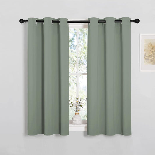 NICETOWN Blackout Curtain Panels - Thermal Insulated Draperies in Greyish Green | 34x45 Inch, 1 Pair