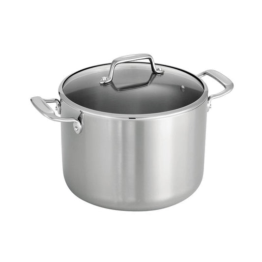 Tramontina Tri-Ply Clad Stainless Steel 8-Quart Stock Pot with Glass Lid, Induction-Ready Pasta Pot, Dishwasher-Safe, NSF-Certified