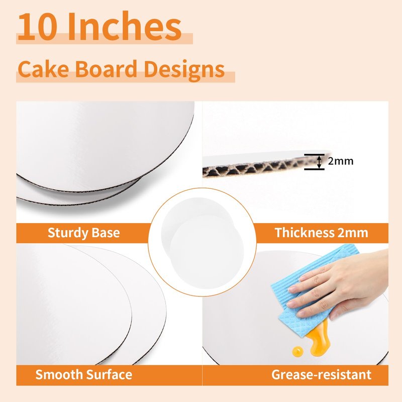 WINKIO 10 Inch Cake Box with Cake Boards, 2 Pack Disposable Cake Carrier, Cakes Transport Container, White Bakery Holder with Window, for Cookies Pies Cupcakes Pastry (10×10×8 Inches)