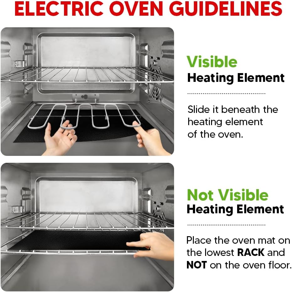 Skiennix Oven Liners | Heavy-Duty Non-Stick Mats - 17” x 25” | BPA & PFOA Free, Easy Clean & Heat Resistant - 2 Pack