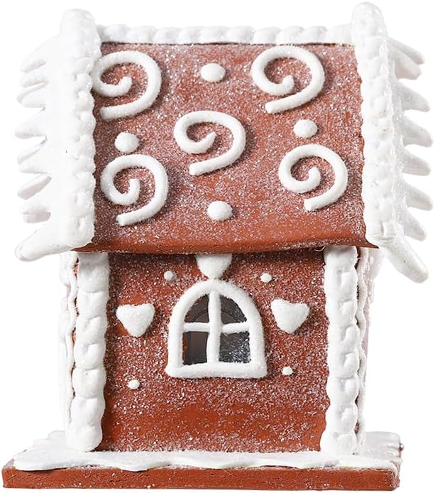Regine Switzerland Gingerbread House Christmas Decoration - LED Light Clay Dough Design for Holiday Tabletop