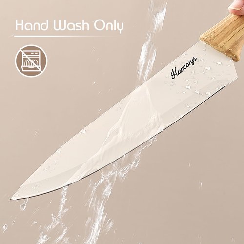 Hancorys Knife set, 13 Pieces Kitchen Knives Set, Nonstick Ceramic Anti-Rust Coating and Blade Guard, Holiday Gifts for Kitchen, Camping Essentials