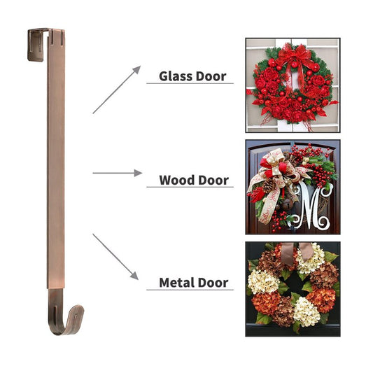 Sattiyrch Adjustable Wreath Hanger, Over The Door Wreath Hook from 15-25 Inch, Holds up to 20 lbs, Brushed Copper