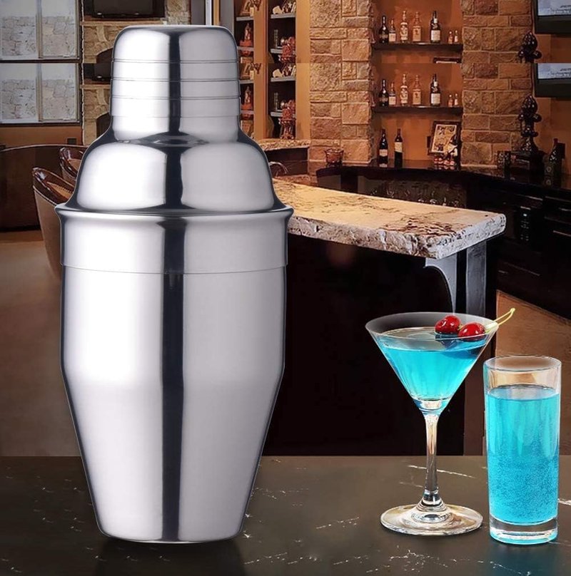 Zrorgons Stainless Steel Cocktail Shaker - Classic Martini Mixer with Built-in Strainer, Perfect for Home Bar or Bartender Gift - Compact and Portable 11.8oz (350ml) Size for Single Martinis