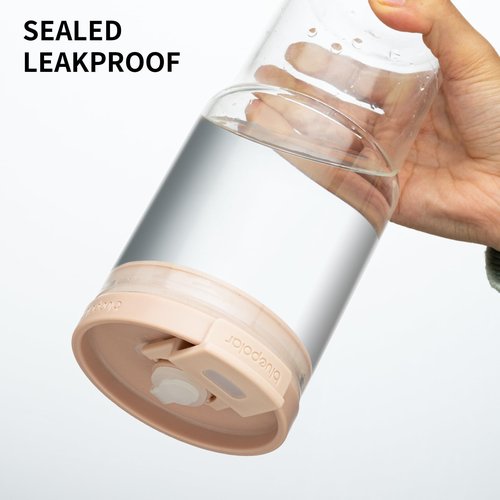 BLUEPOLAR 23oz Glass Tumbler with Lid & Straw - Large Iced Coffee Cup, Leakproof & Portable for Office, Gym, Travel for Smoothies, Matcha (Pink with Sleeve)