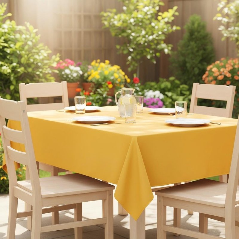 sancua Square Tablecloth - 54 x 54 Inch - Stain and Wrinkle Resistant Washable Polyester Table Cloth, Decorative Fabric Table Cover for Dining Tables, Buffet Parties and Camping, Yellow