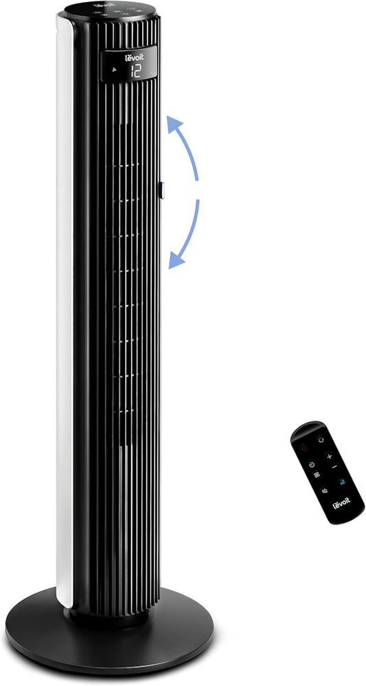 Levoit Tower Fan - Ultra Quiet 25 dB | 12 Speeds, Remote Control & 12-Hour Timer, 106 cm