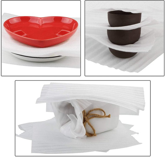 12”x12” Foam Wrap Sheets for Packing Moving Supplies, Cushion Foam Wrap Packing Foam for Dishes, China, Glassware 50 Pack