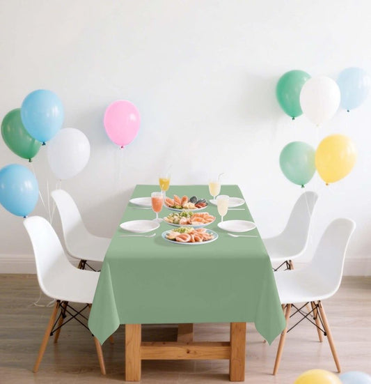 SietDESEO 2 Pack Sage Green Plastic Tablecloth Rectangle 54 x 108 Disposable Light Green Table Cloth Plastic Waterproof Sage Table Cover for Birthday Wedding Baby Shower Party Decorations