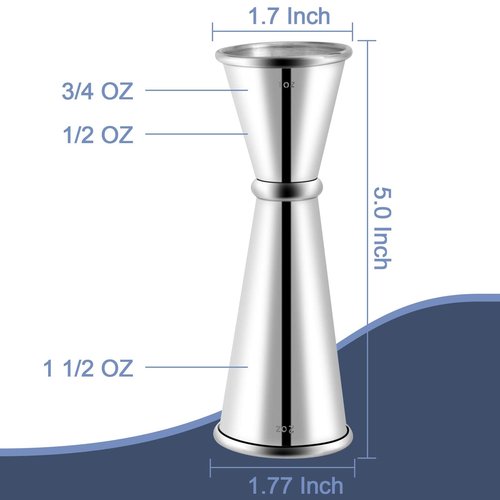 Briout Jigger for Bartending, 2Pcs Double Cocktail Jigger Japanese Premium 304 Food Grade Stainless Steel Jigger 2 OZ 1 OZ with Measurements Inside