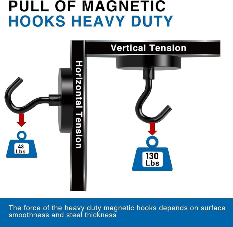 LOVIMAG Magnetic Hooks Heavy Duty, 130lbs Strong Neodymium Magnet Hook for Cruise Cabins, Magnets with Hooks for Locker Accessories, Classroom Must Haves, Kitchen, Office, Metal Door Decor -4 Pack