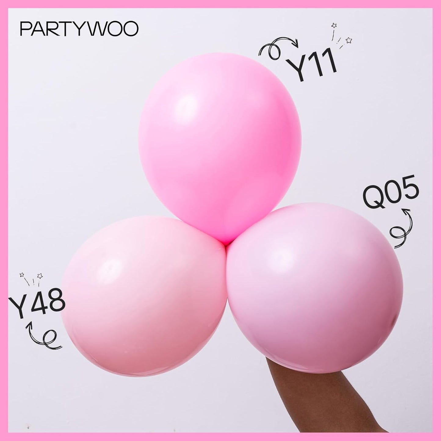 PartyWoo Light Pink Balloon Arch Kit - 155pcs in Various Sizes for Baby Shower & Birthday Decor