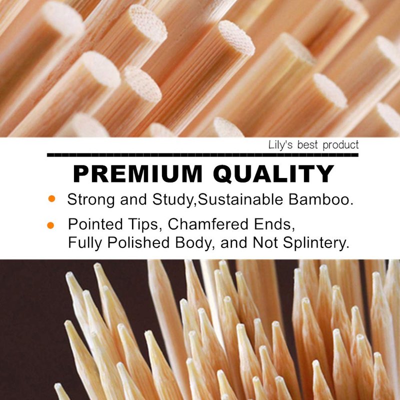 10" Natural Bamboo Skewers for BBQ，Appetiser，Fruit，Cocktail，Kabob，Chocolate Fountain，Grilling，Barbecue，Kitchen，Crafting and Party. Φ=4mm, More Size Choices 6"/8"/12"/14"/16"/17.5"/30"/36"(1000 PCS)