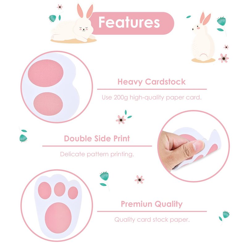 AhfuLife Easter Bunny Paw Print, 60 PCS Paper Garden Lawn Decorations, Rabbit Floor Footprints Decoration for Children Garden Outdoor Yard Lawn Signs Party Decorations Birthday Party Supplies